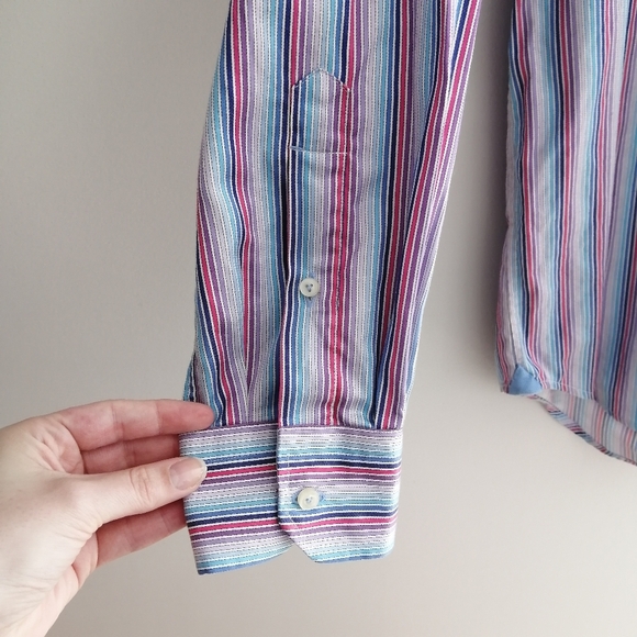 Robert Graham Men's 100% Cotton Striped Dress Shirt Purple, Pink, Blue 41 or 16 - Picture 6 of 16